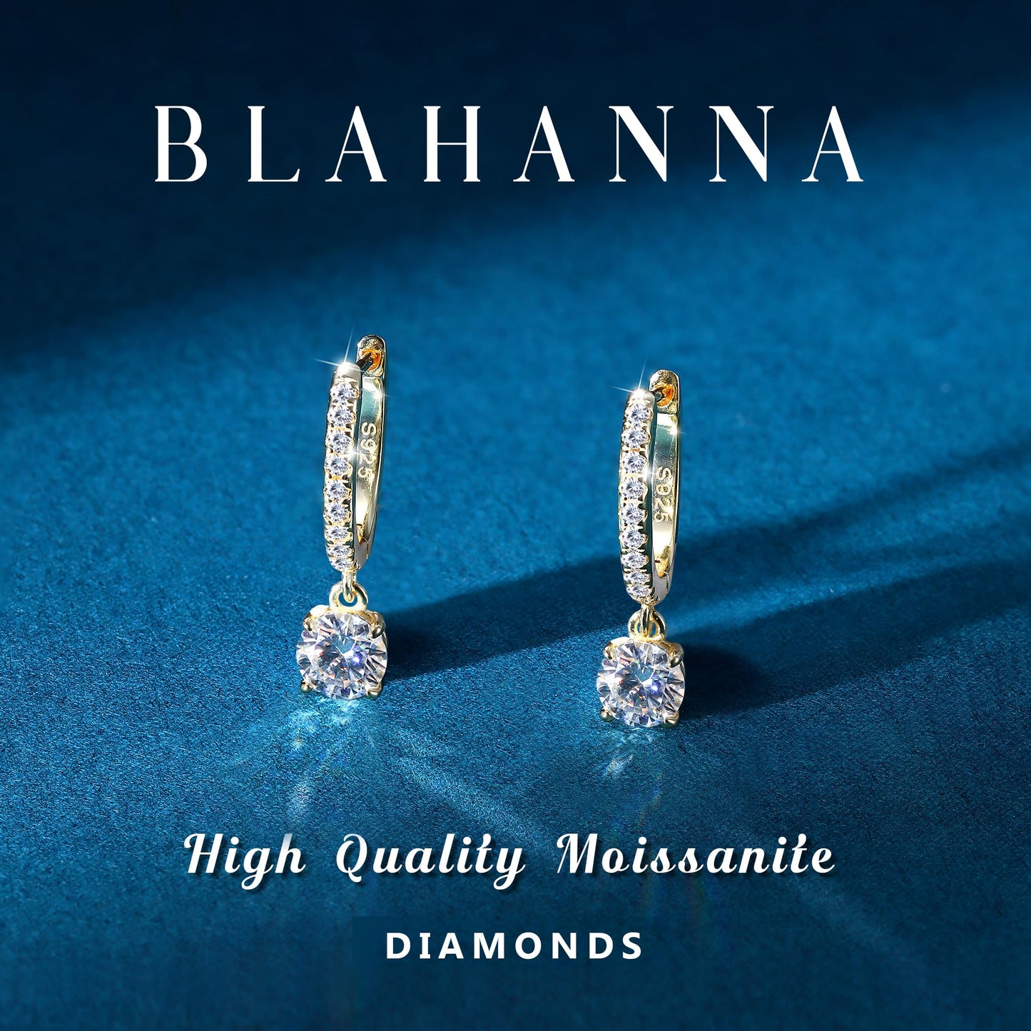 Moissanite Earrings, Sterling Silver Hoop Earring 1.0ct-2.0ct D Color Brilliant Hypoallergenic Earring for Women Men Drop Dangle Moissanite Leverback Mother's Day Gift