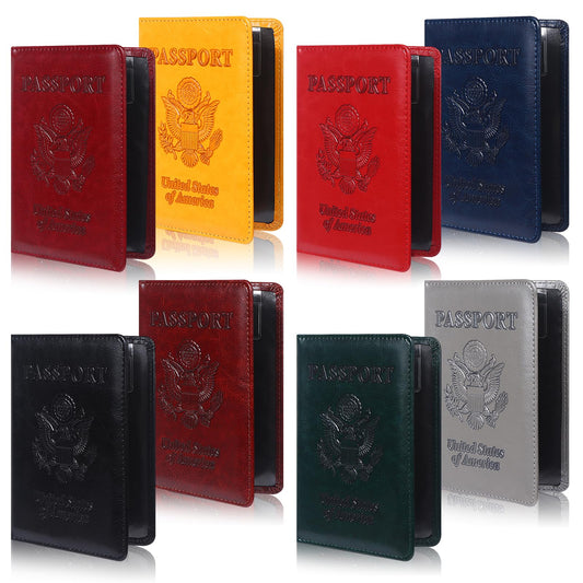 8 Pack Passport Holder for Travel Passport Covers Leather Passport Holder with Vaccine Card Slot Passport Case Waterproof Passport Protector PU Passports Book Holders for Women Men Family Travel