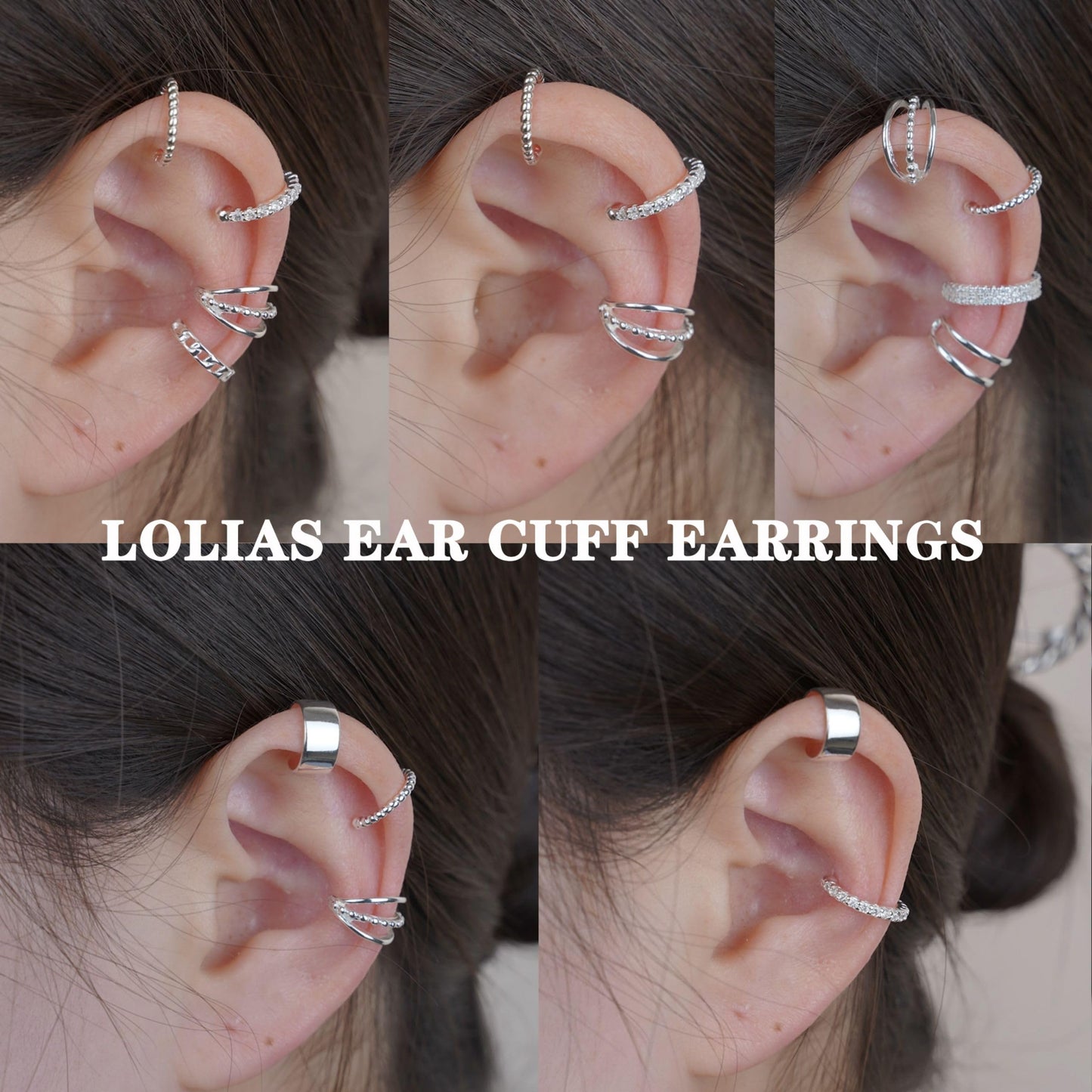 LOLIAS Ear Cuff Earrings for Women Non Piercing Silver Ear Cuffs Silver Plated Ear Cuff for Non Pierced Ears Clip on Cartilage Earring Fake Earrings