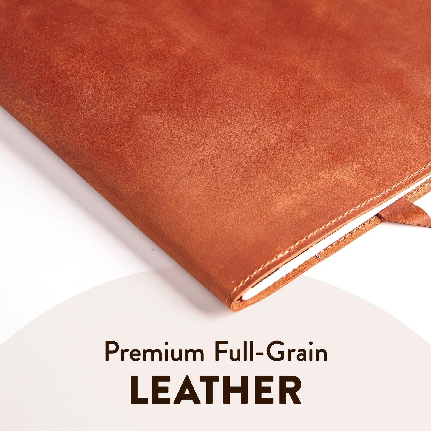 TORAKIP Genuine Leather Journal Cover A4 – Refillable Notebook Cover with Built-in Bookmark, Large Leather Cover for US Letter 8.5" x 11" Inserts (Notebook Not Included), Warm Brown