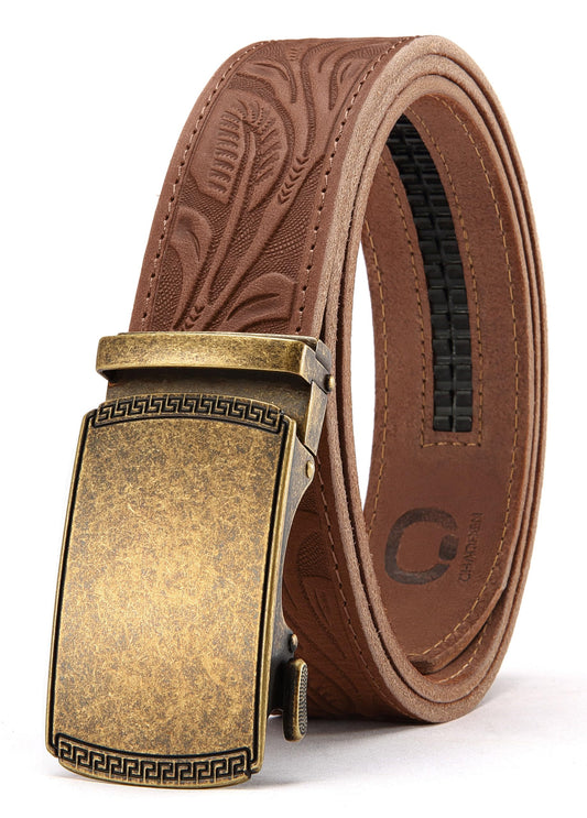 CHAOREN Mens Belt Leather Ratchet Belt - Customizable Fit, Effortless Style (35mm)