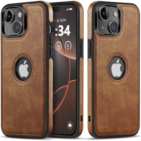Razstorm Unique Design Luxury Leather Business Phone Case for iPhone 14 Anti-Slip Scratch Resistant Ultra Slim Protective Case (2022,6.1”) (Brown)