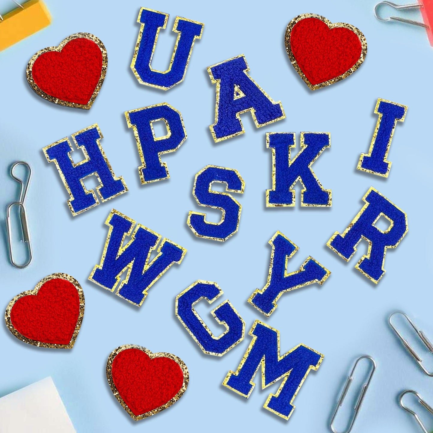 56Pcs Chenille Letter Iron on Patches,Sew On Preppy Letter Patches A-Z Alphabet Stickers for Clothing Backpacks Embroidered Applique Initial Patch Blue 2.2 inch