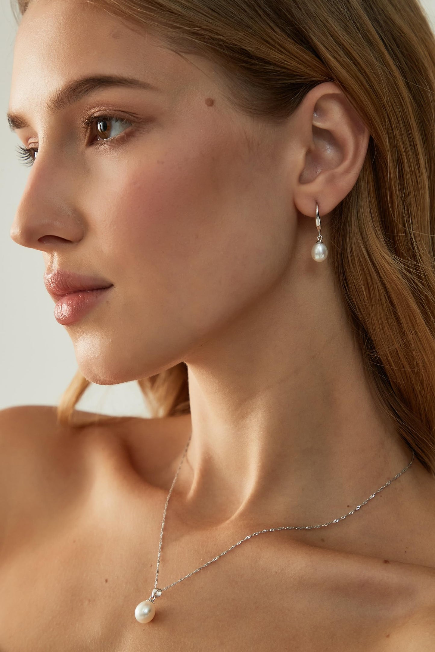 EAMTI Pearl Earrings for Women 925 Sterling Silver Freshwater Cultured Pearl Dangle Drop Earrings Hook Earrings Hypoallergenic