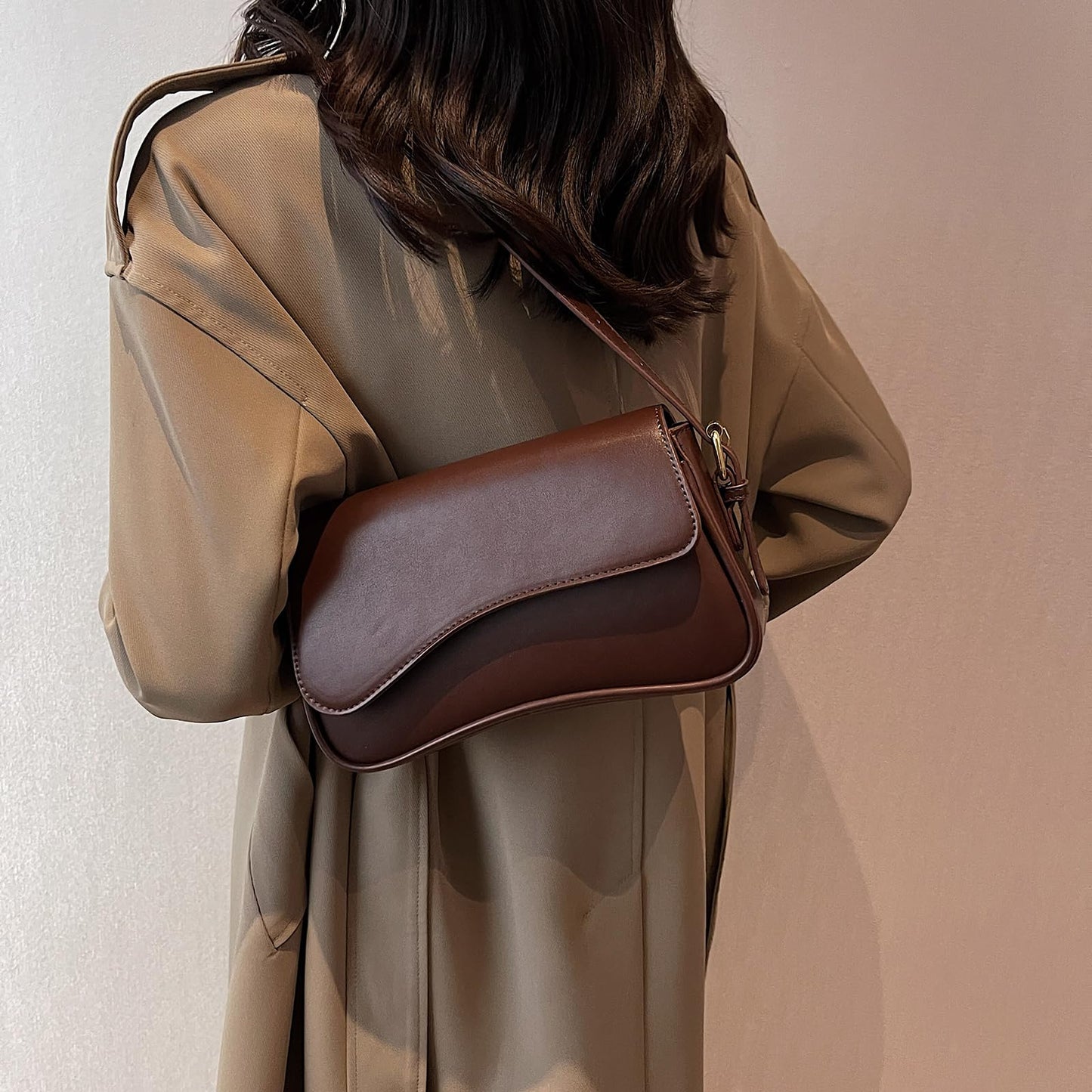 onhtit Small Shoulder Bag for Women Clutch Hobo Purse with Zipper Crossbody Purse Retro Vegan Leather Tote Handbag (02-Coffee Color)