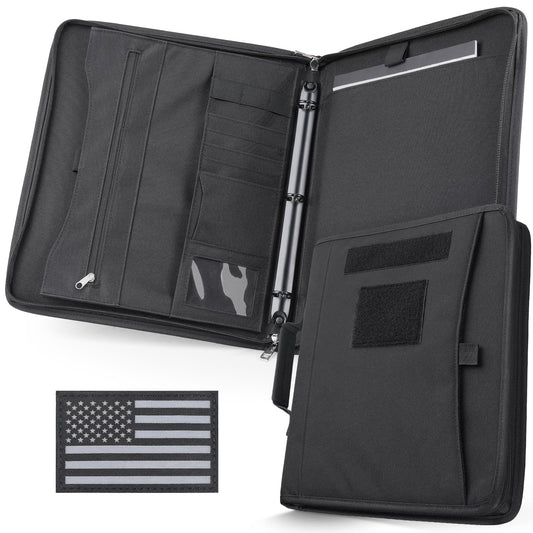 Livans Portfolio Padfolio Binder Detachable 3-Ring Planner, Zip Tactical Notebook Cover with A4 Letter Paper, Multi-Pocket Carry Bag for Gift, Out-Work, Travels, Office & School