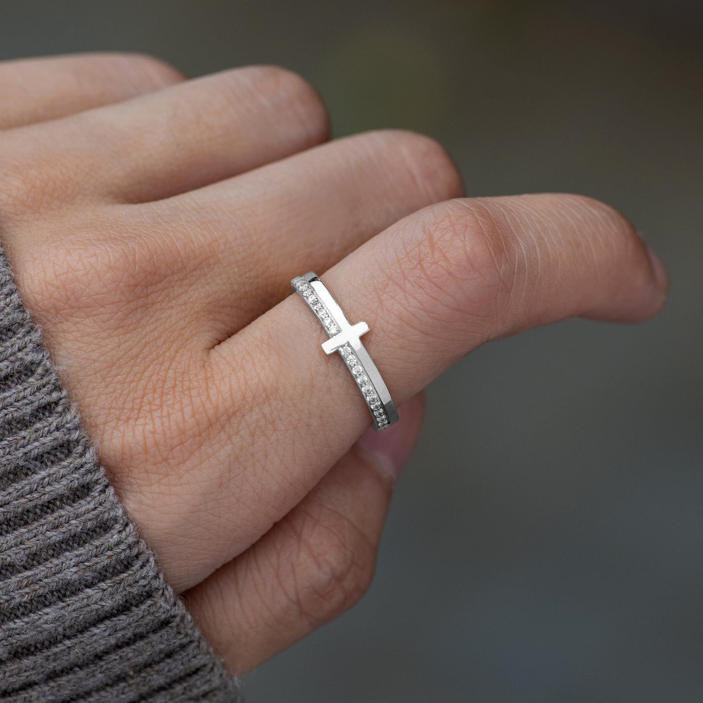 STORYJEWELLERY Purity Ring, Cross Rings for Women, Christian Ring, Silver Rings for Women, Christian Jewelry, Confirmation Gifts, Baptism Gifts, Size 6