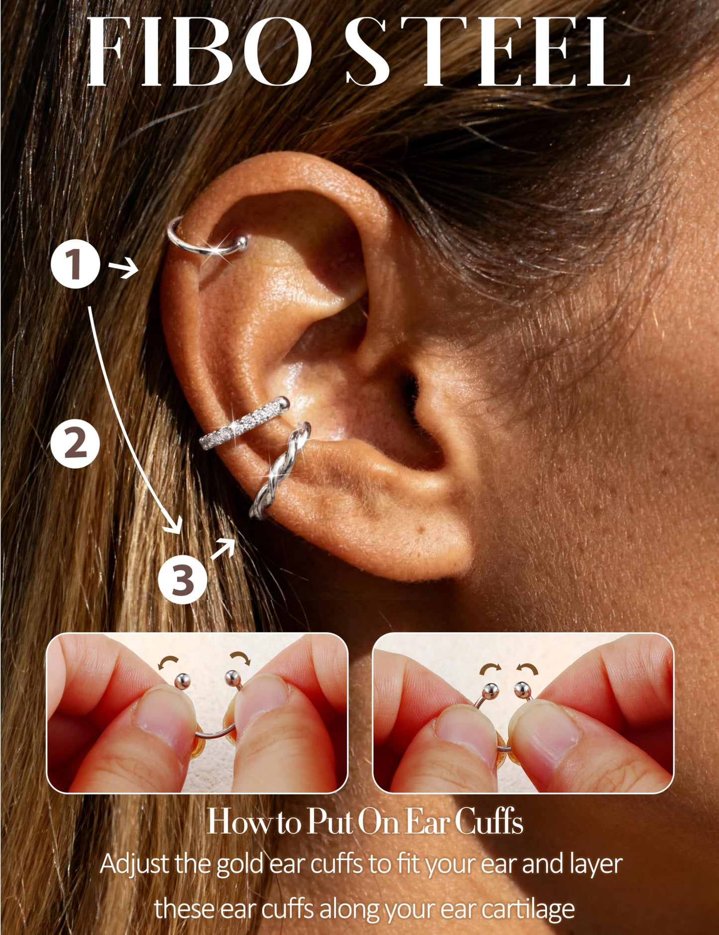 9PCS Ear Cuff Earrings for Women Non Piercing Silver Plated - Hypoallergenic Adjustable Ear Cuffs Trendy Non Tarnish Clip on Cartilage Fake Earring Stacks Wrap Jewelry