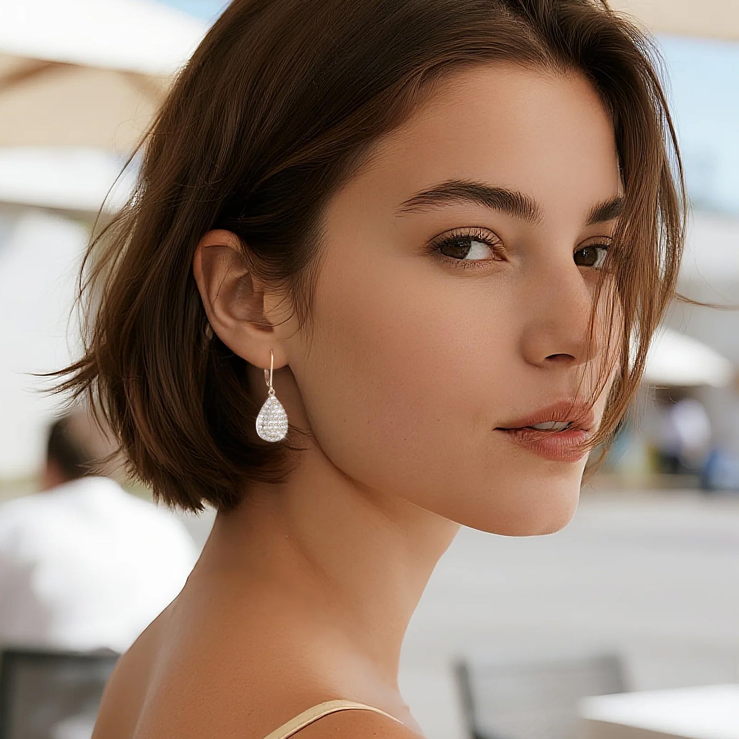 Teardrop Sterling Silver Leverback Earrings, ALEXCRAFT Teardrop Waterdrop Dangling Drop Leverback Earring for Women Trendy Hypoallergenic 925 Sterling Silver Cubic Zirconia Dangle Earrings for Women