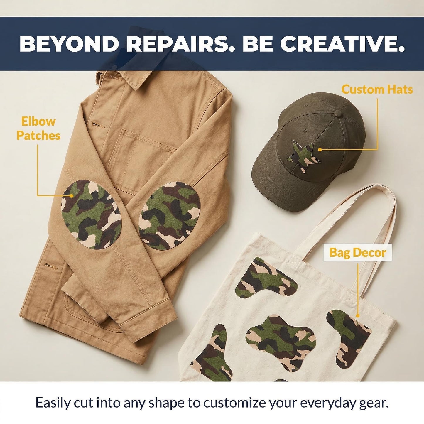 VILLCASE 10pcs Camo Iron On Patches for Clothes, Fabric Camouflage Repair Patches for Holes, Iron-on Knee & Elbow Patch for Jeans, Jackets, Pants (5.7" x 4.3")
