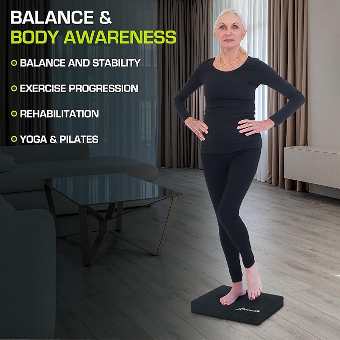 ProsourceFit Exercise Balance Pad ??Non-Slip Cushioned Foam Mat & Knee Pad for Fitness and Stability Training, Yoga, Physical Therapy