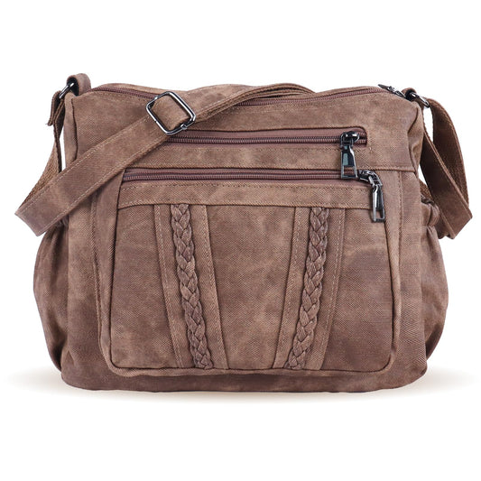 ELDA Crossbody Bags For Women Pocketbooks Soft PU Leather Purses and Handbags Multi Pocket Travel Shoulder Bag Ladies Purse (Retro Brown)