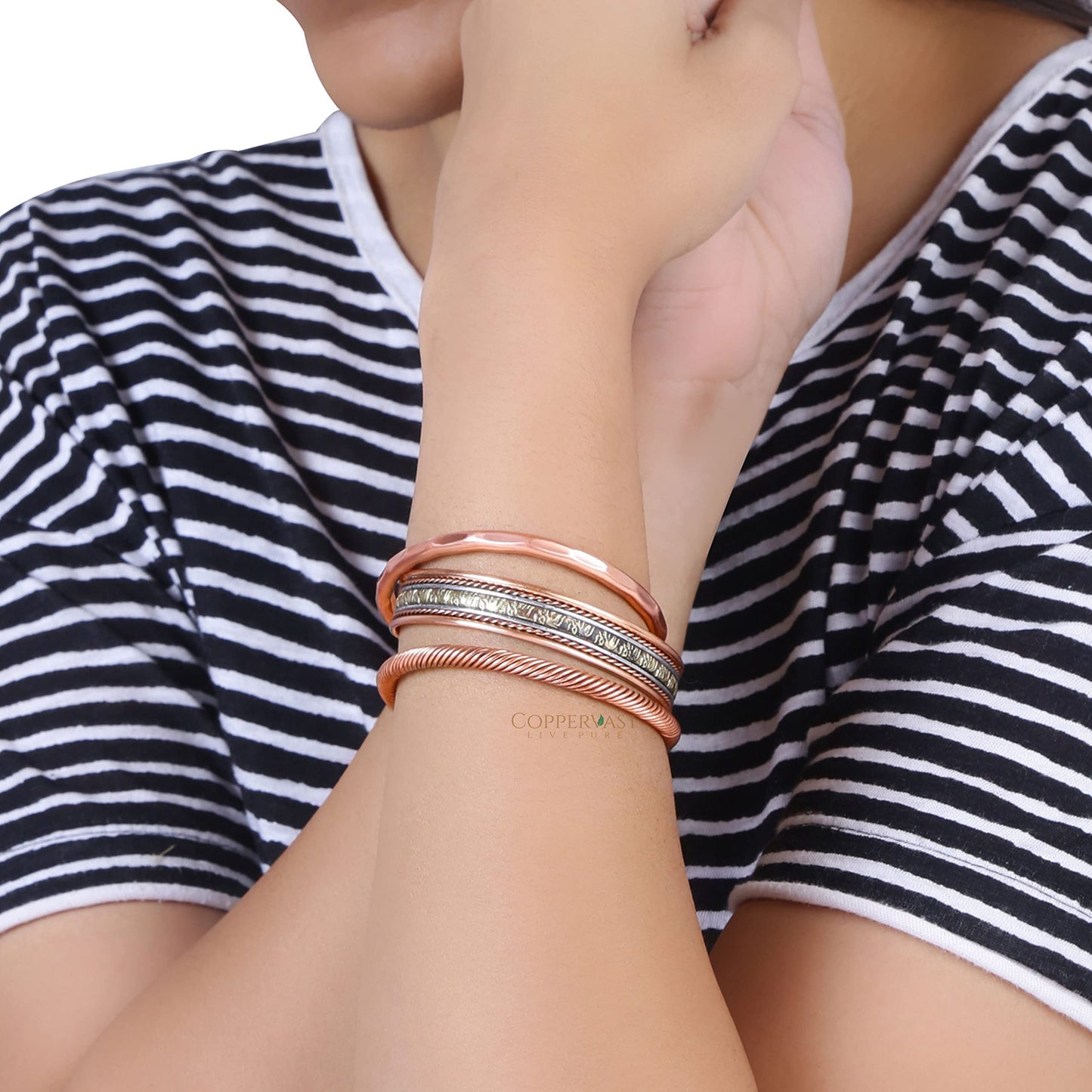 Coppervast Copper Bracelets- for Men and Women| Set of 3 with Gift Box | Gift for Men & Women | gifts for mom -Handmade 100% Copper (Elephant)