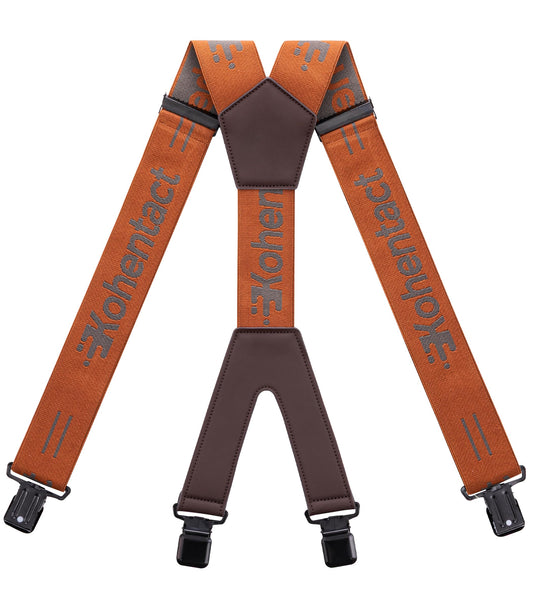 Kohentact Men’s Industrial Strength Work Suspenders 2-Inch Wide X-Back Heavy Duty Braces with 4 Strong Metal Clips, Elastic Adjustable, Unisex for Dress Pants, Work Trousers, Motorcycle Pants