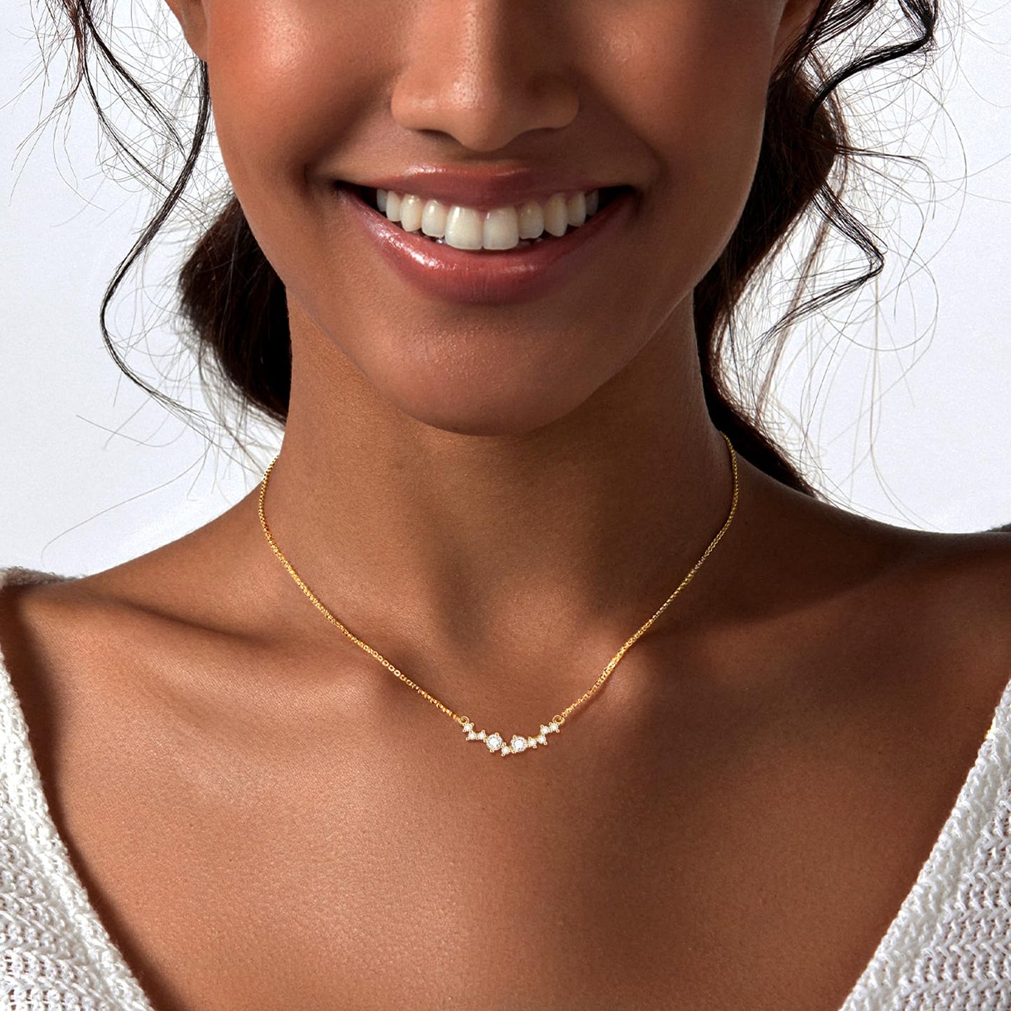 Zeffy CZ Diamond Necklace for Women Dainty Small Cute Square Cubic Zirconia Splints Solitaire Pendant Necklace for women Jewelry for Women Gifts