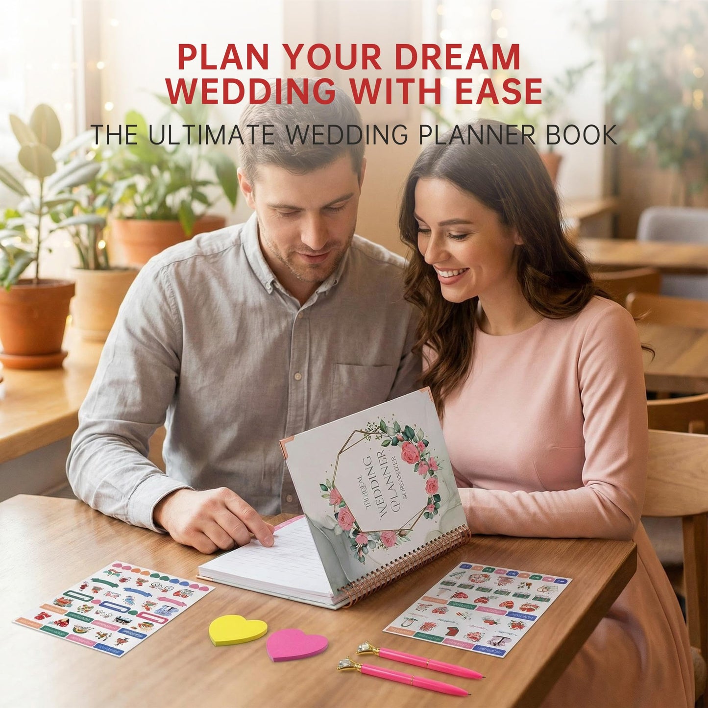 7Pcs Wedding Planner Book and Organizer, Engagement, Wedding Gifts for Couples, Bride, 176 Pages Bride Wedding Planning Book, Waterproof Cover, Thick Hard Cover with Metal Corners, 9 X 11''