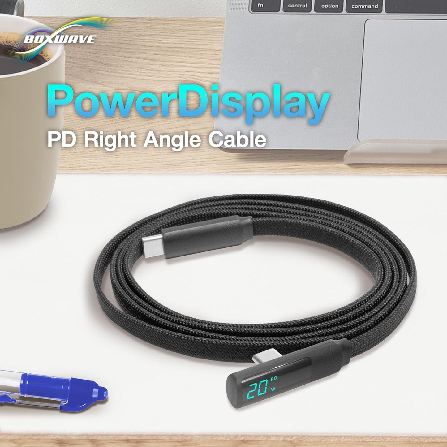 BoxWave MP3 (4 (4ft) (100W), Cable Compatible with MYMAHDI Player in) - PowerDisplay PD Right Angle Cable - USB-C