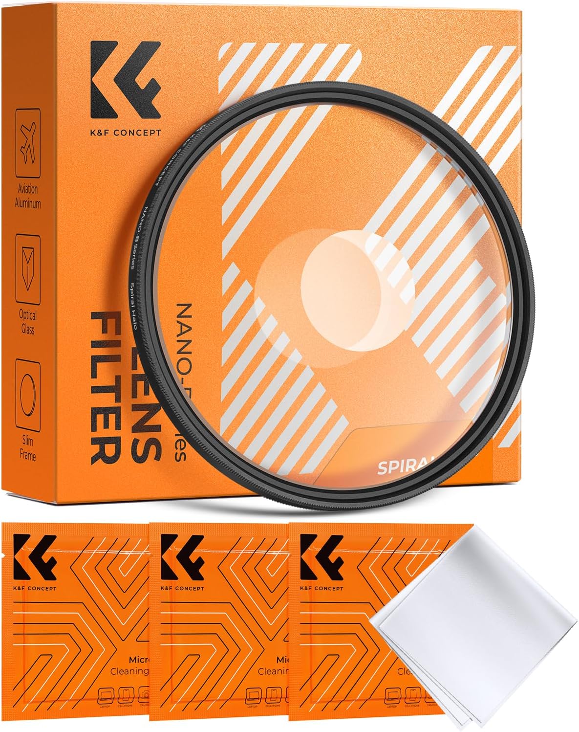 K&F CONCEPT 67mm Spiral Halo Camera Lens Filter, Premium Optical Glass Halo Swirl Special Effect Filter with Cleaning