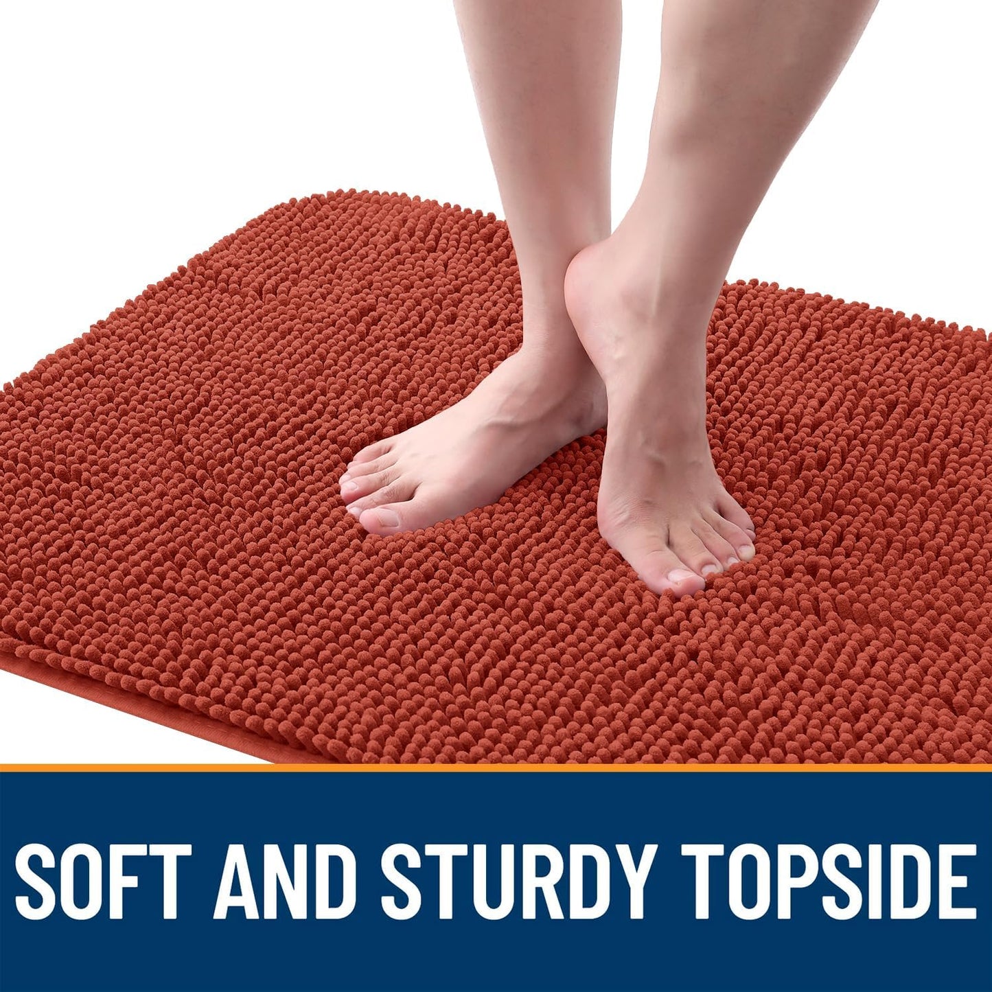 OLANLY Dog Door Mat - Absorbent Non-Slip Chenille Mat for Muddy Paws | 40x32, Quick Dry, Maple Red