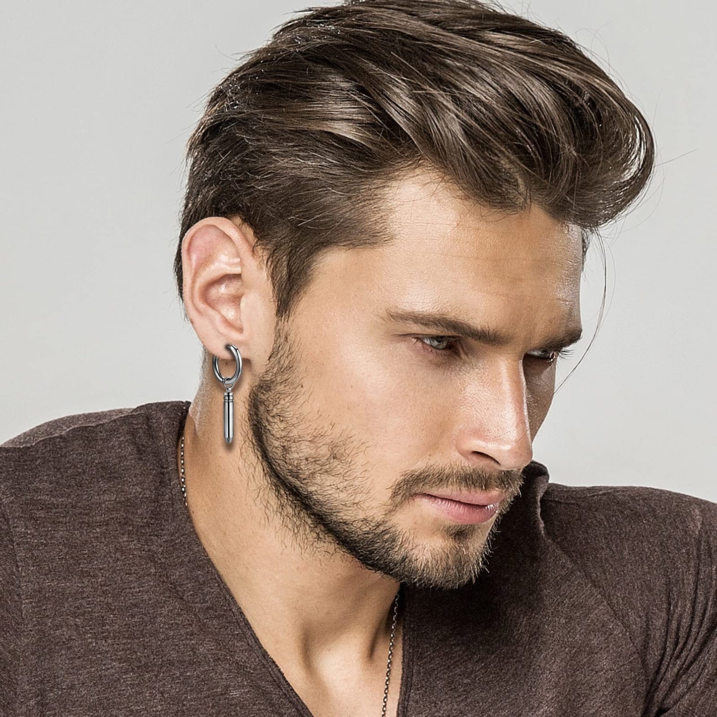Aroncent 12PCS Stainless Steel Hoop Spike Earrings - Fake Tapers & Illusion Tunnel Cheater Piercing Jewelry - Men & Women