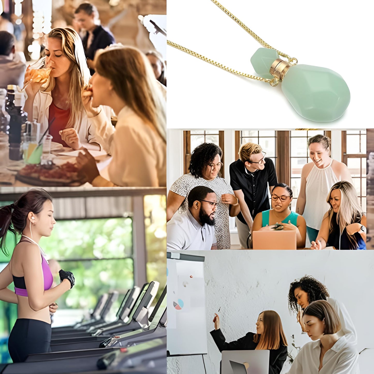 14K Yellow Gold Natural Stone Vial Necklace For Women - Glass Vial Pendant Water Drop Jar Perfume - Water Container Vial For Liquid Oil Diffuser Vial Jewelry