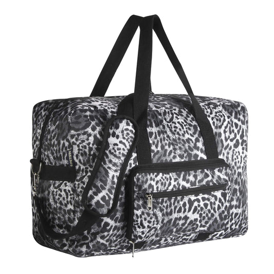 F.FETIVIN Travel Foldable Waterproof Duffel Bag - Lightweight Carry on Luggage Tote Duffel Bag(Leopard Print)