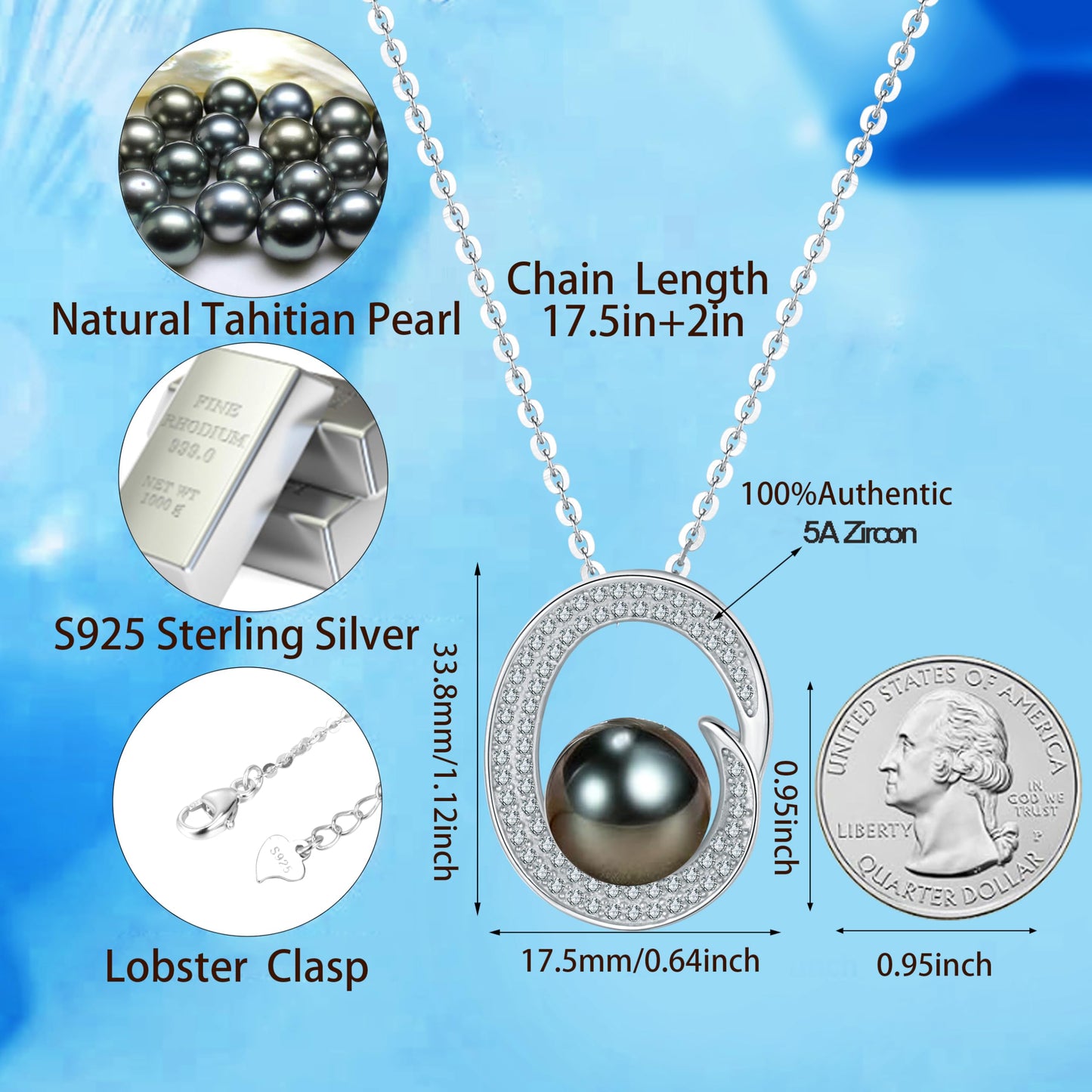 NONNYL Tahitian-Black-Pearl-Necklace-Birthday Gifts for Women Her Mom Wife Girlfriend Grandma on Valentines Mothers Day Christmas Anniversary Romantic Gifts