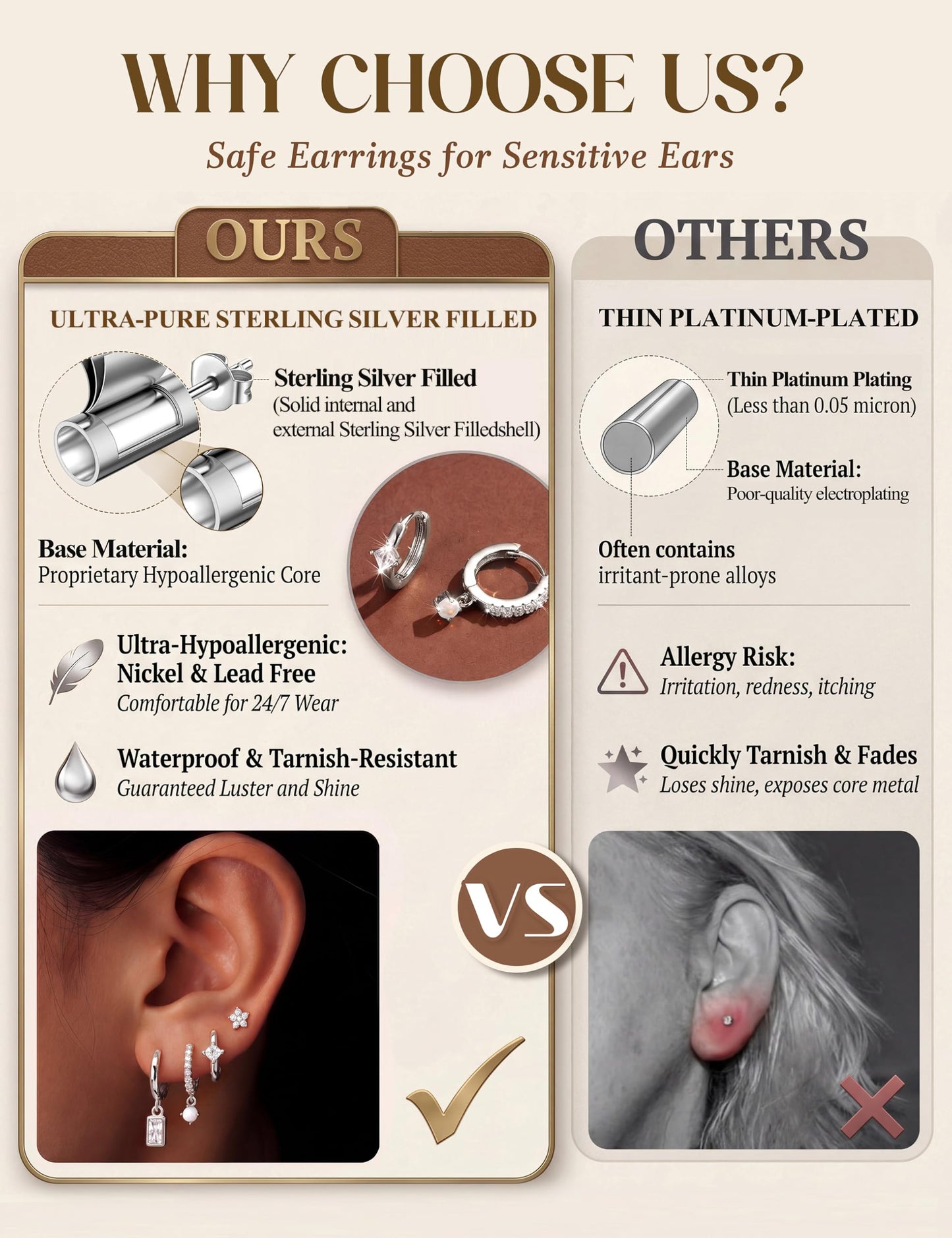 MILACOLATO 4 Pairs Silver Earrings for Women, Hypoallergenic Sterling Silver Filled Small Stud Hoop Earrings Set for Multiple Piercing, Dainty Lightweight Cartilage Huggie Earrings Stacks Trendy Jewelry Gifts, D