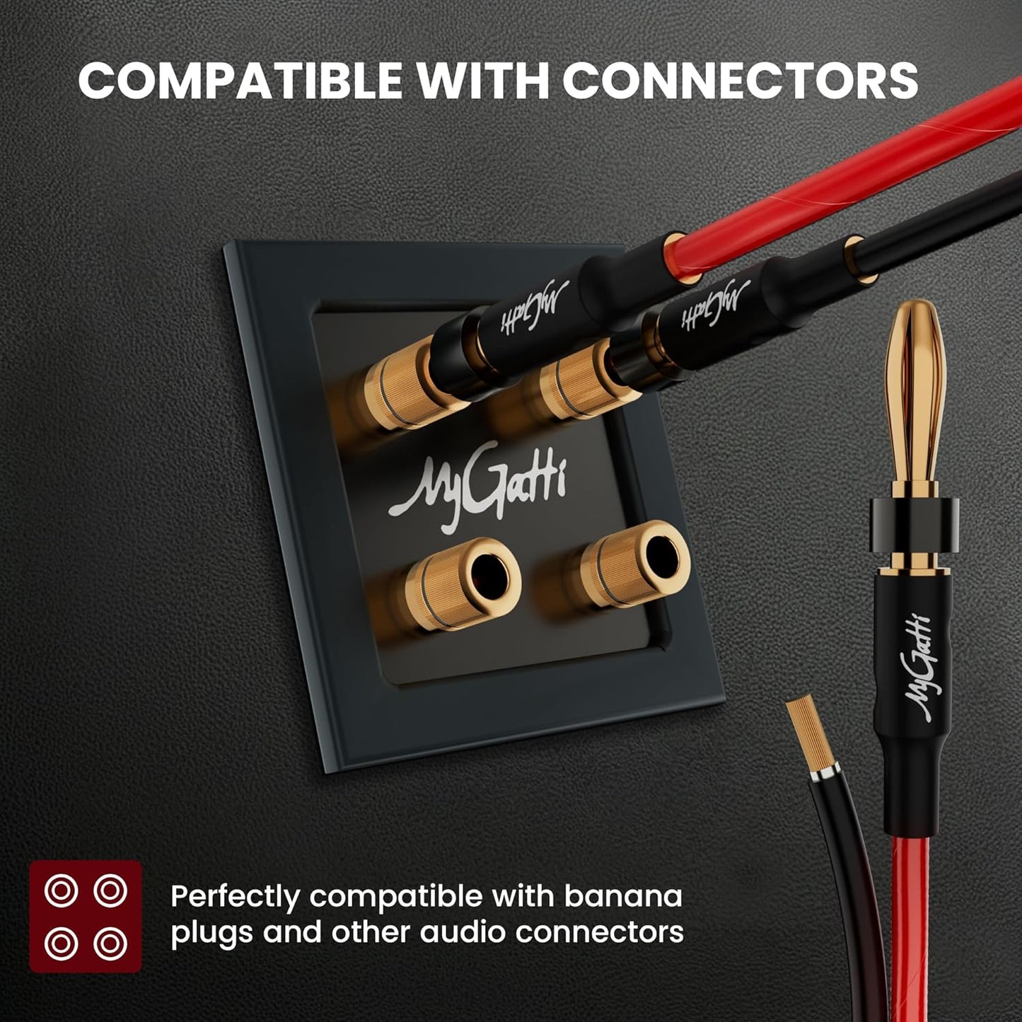 Mygatti 14/2 35FT, 14 2 Gauge Speaker Wire AWG Conductors OFC Pure Copper Electrical Red Black Cable for Car Speakers