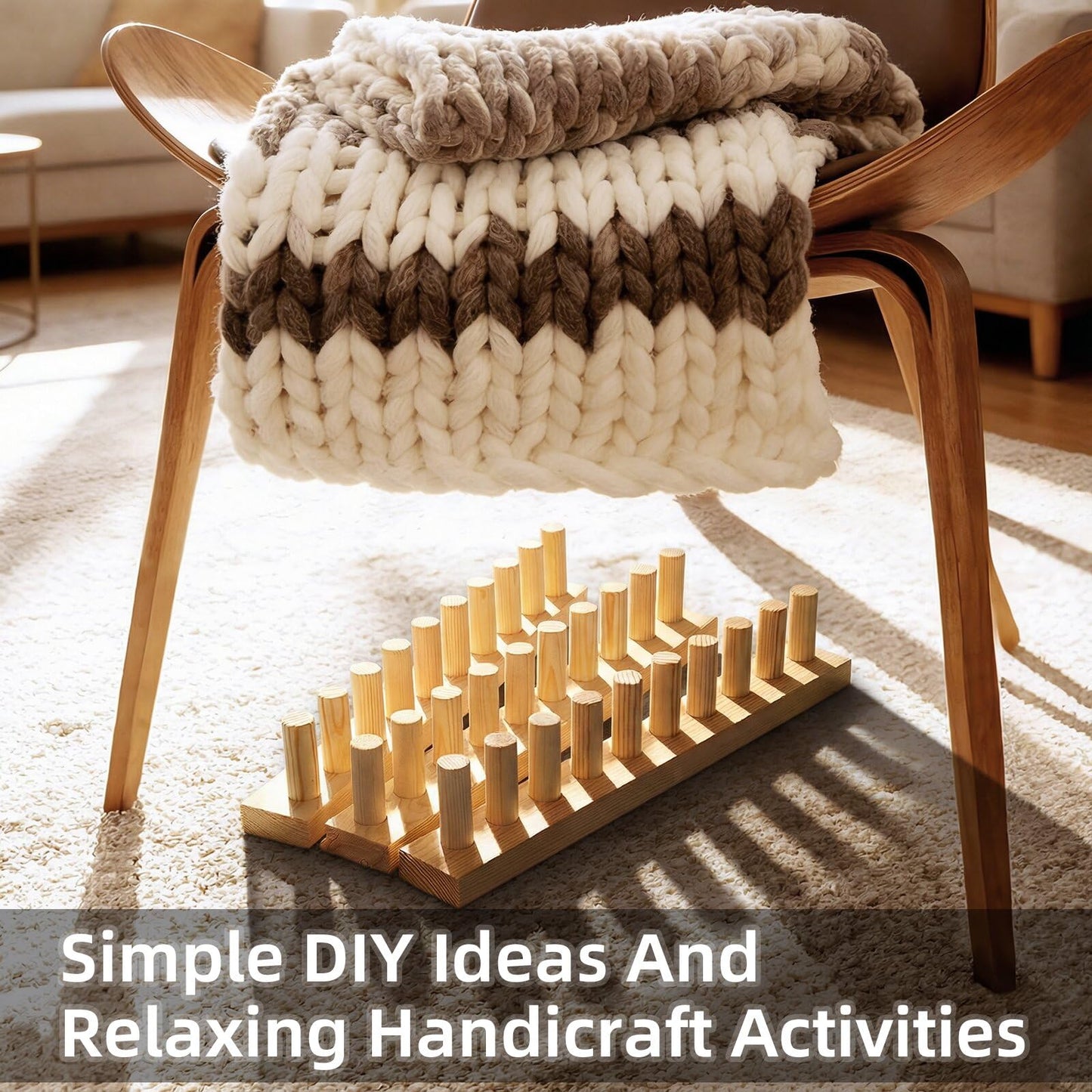 ARTACE 62" Chunky Blanket Loom, Extra Large Wooden Loom for Chunky Throw Blanket, Adjustable Size Hand Knitting Kit, Ideal and Friendly for DIY Beginners