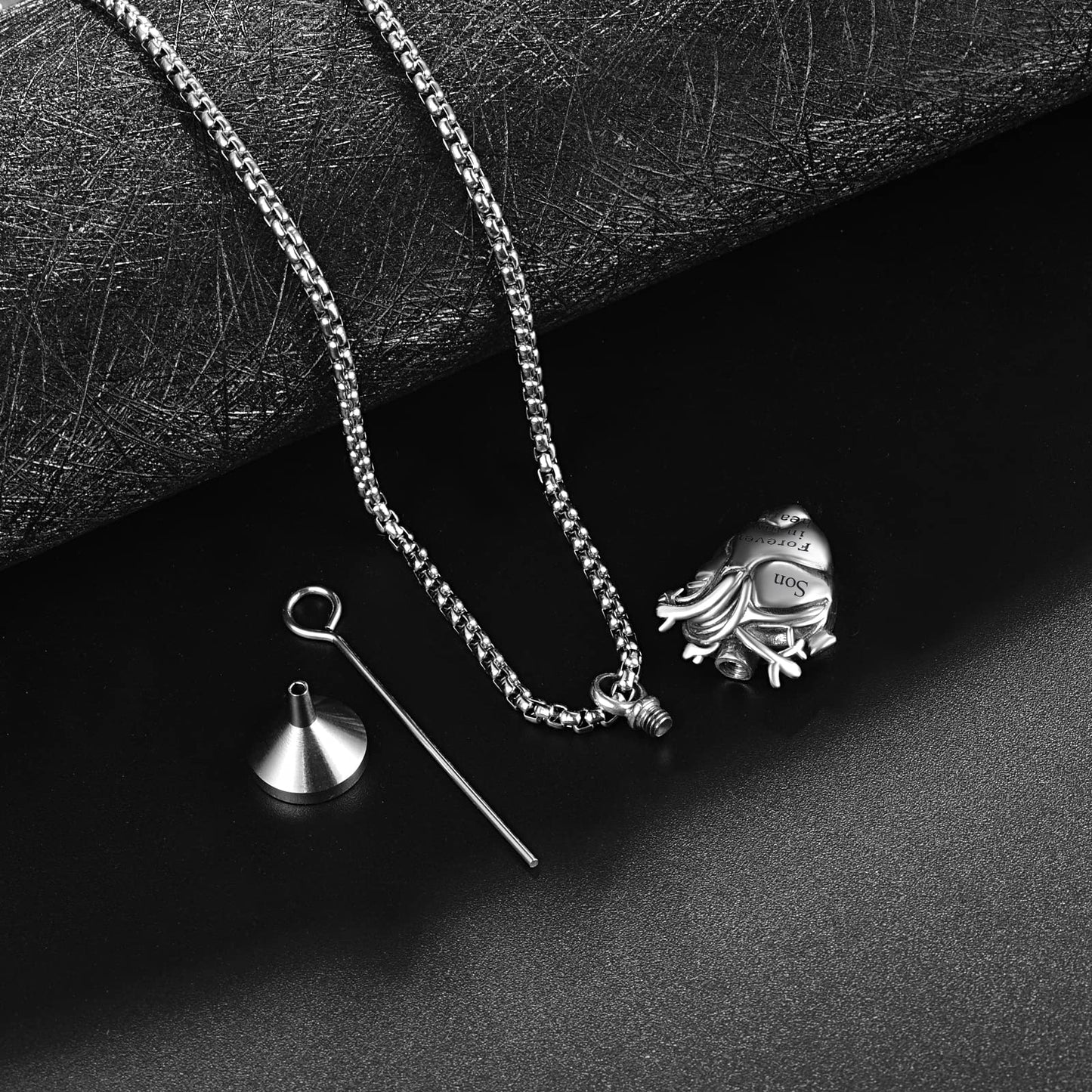 Personalized Anatomical Heart Urn Necklaces for Ashes Sterling Silver Ash Pendants Cremation Jewelry Son Keepsake Pendant Memorial Jewelry Gifts for Loss of Son