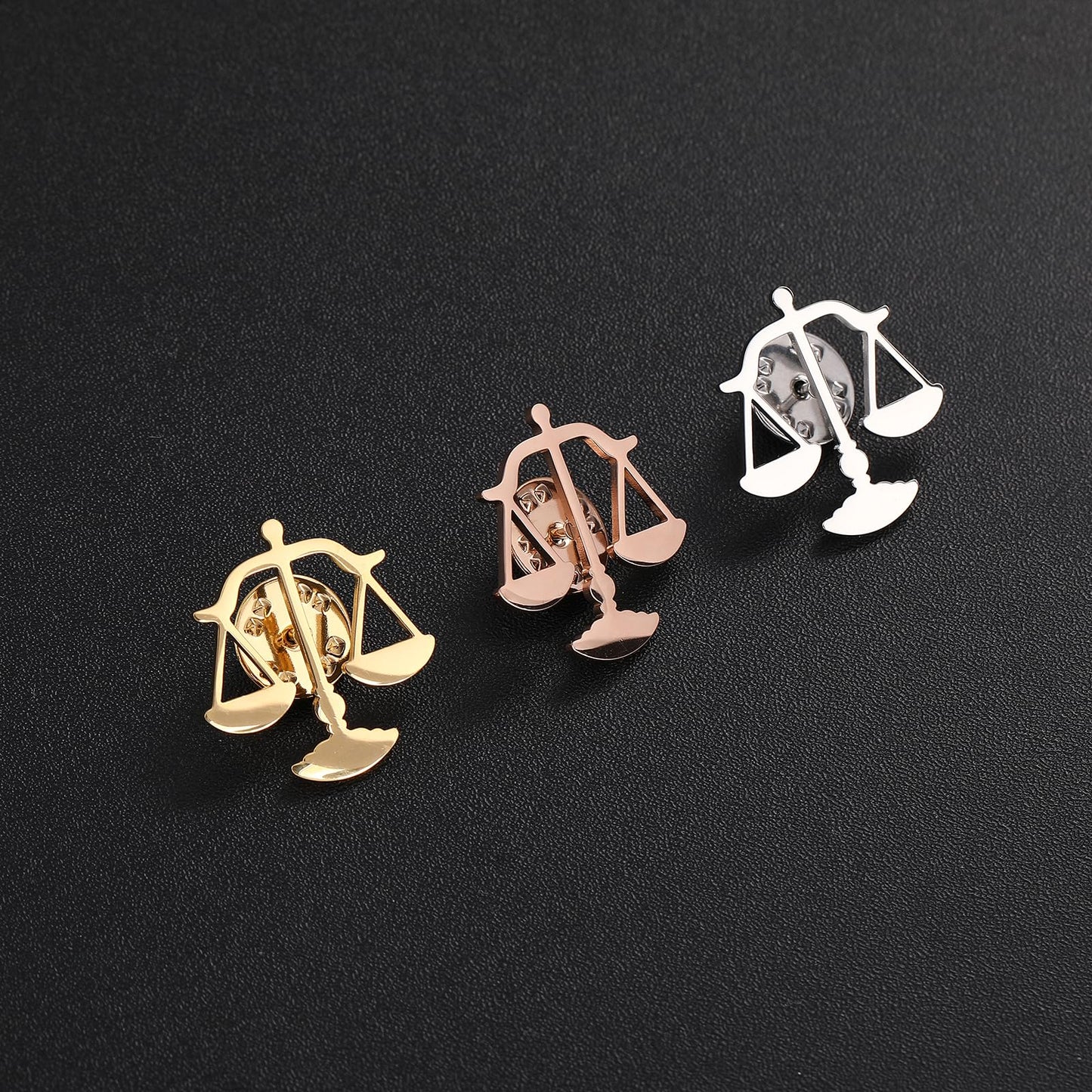 Metal Balance Badges Suit Brooch Libra Scales Brooches For Men (rose gold)