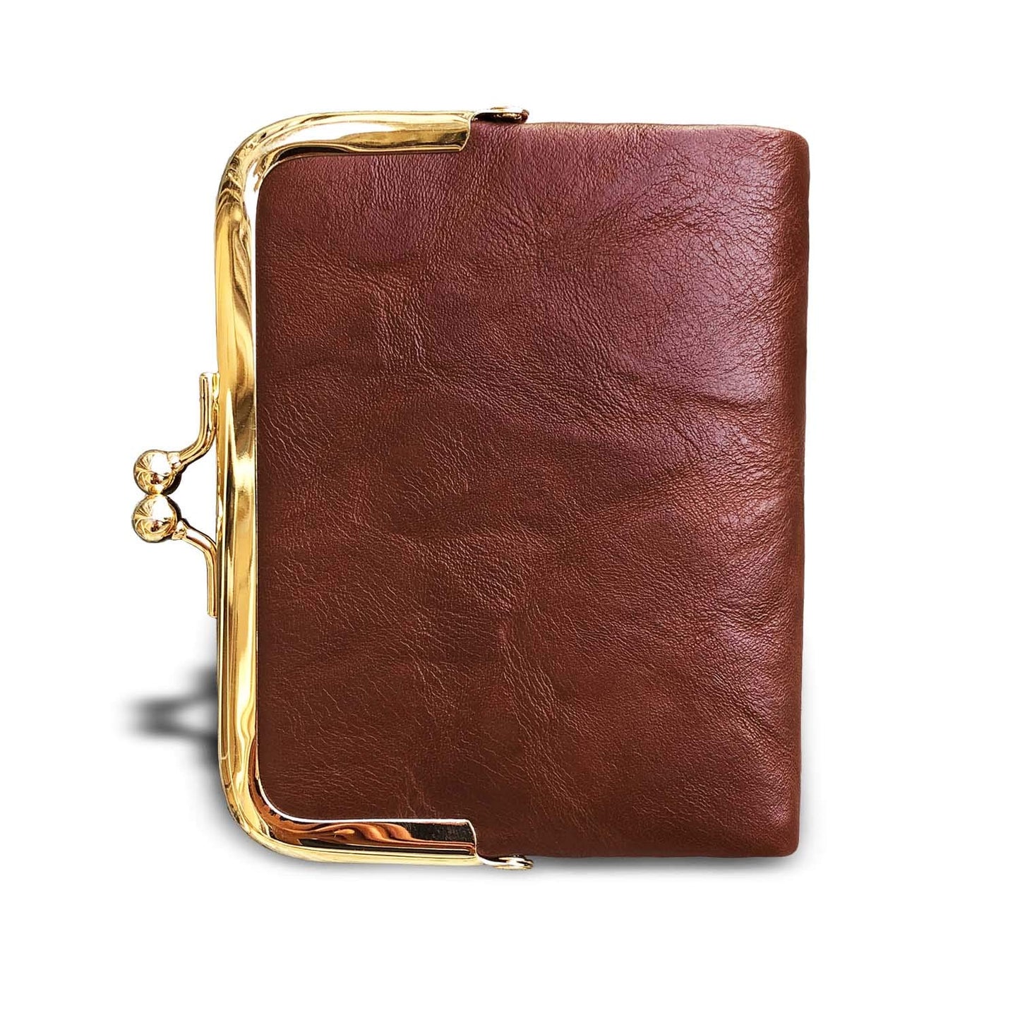 AOXONEL Womens Wallet Small Rfid Ladies Compact Bifold Leather Vintage Coin Purse With Zipper and Kiss Lock (Brown)