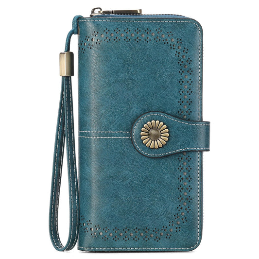 SENDEFN Wallet for Women RFID Blocking Leather Clutch Long Purse Large Capacity Credit Card Holder Wristlet