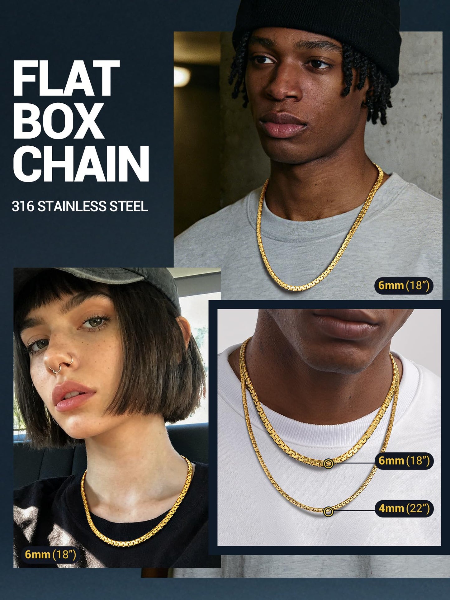 PROSTEEL Chain Chain Necklaces For Mens Chains Necklace 14inch
