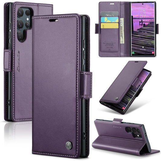FCOZCKLOM Compatible with Samsung Galaxy S24 Ultra Wallet Case[RFID Blocking], PU Leather Flip Cover with Kickstand Card Holder for Galaxy S24 Ultra 6.8 inch (Purple)