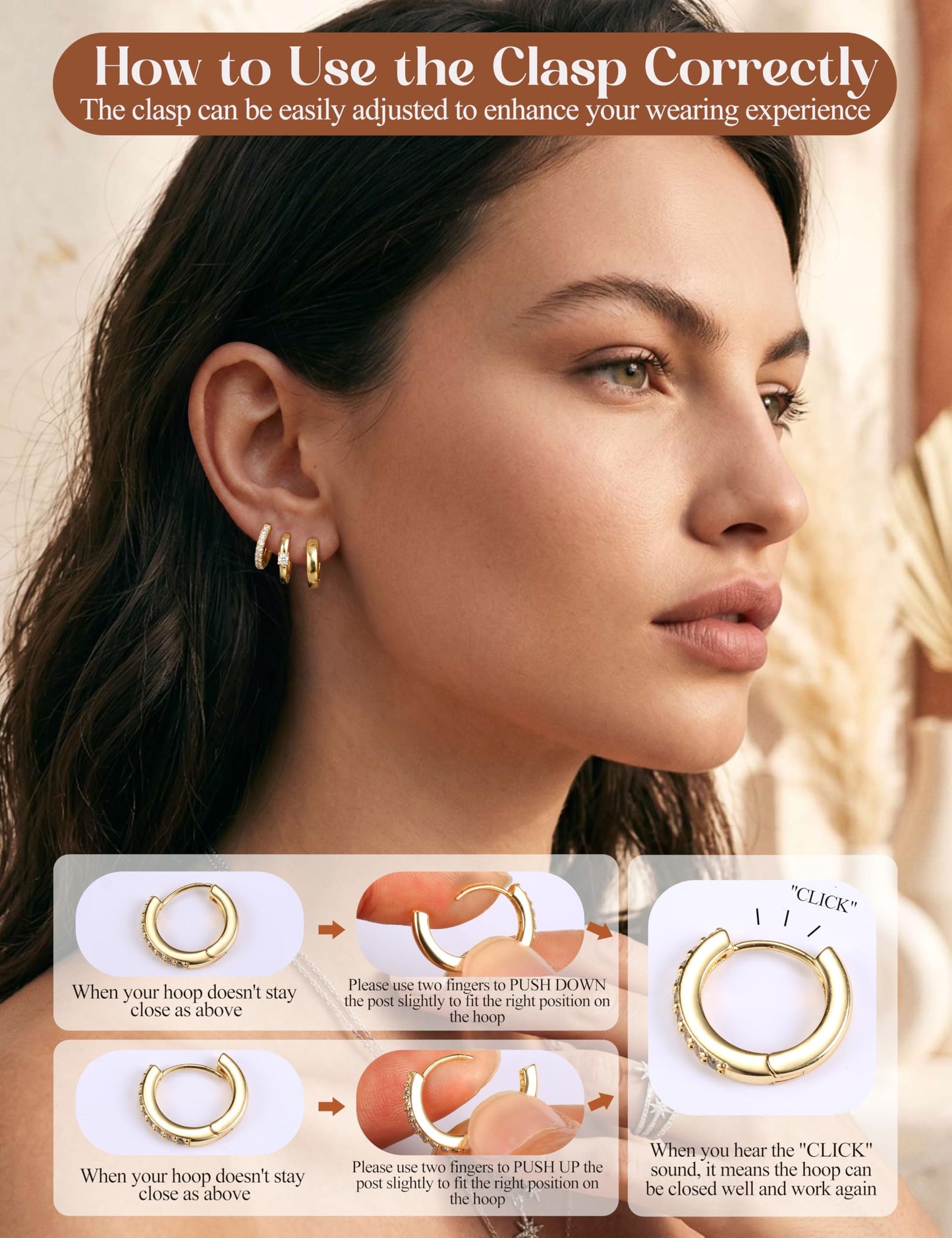 MILACOLATO 3Pairs Small Hoop Earrings Set for Women Trendy 14K Gold Filled Sterling Silver Post Hoop Earring Hypoallergenic Huggie Hoop Earrings Stacks for Multiple Piercing Lightweight