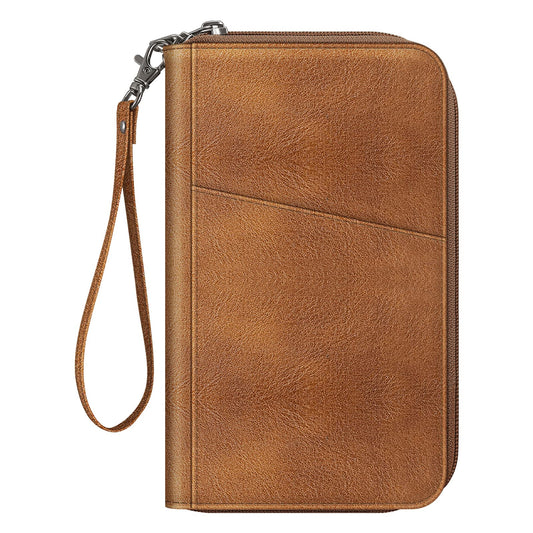 Fintie Family Passport Holder Wallet, RFID Blocking Travel Document Organizer Clutch Bag Credit Cards Case Cover for Women Men, Brown
