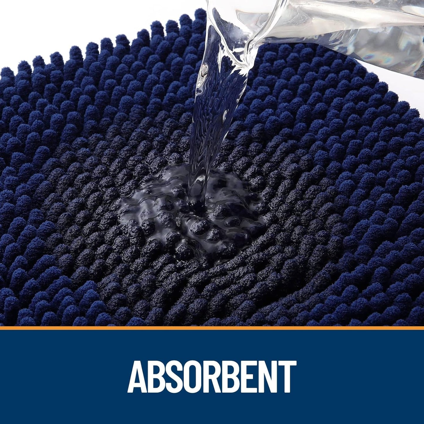 OLANLY Dog Door Mat - Absorbent Non-Slip Washable Chenille Mat for Muddy Paws | 47x17, Navy Blue