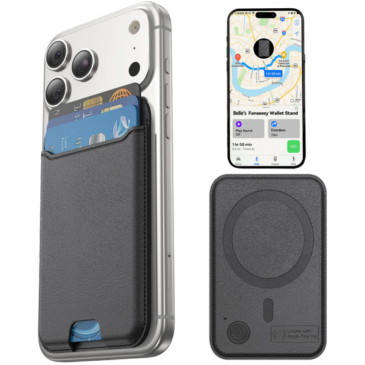 Fanseesy for MagSafe Wallet, Works with Apple Find My,4 Card Holder, Magnetic Phone Wallet for iPhone 17/16/15/14/13/12 Pro Max Air Plus Series, RFID Blocking Vegan Leather,Black