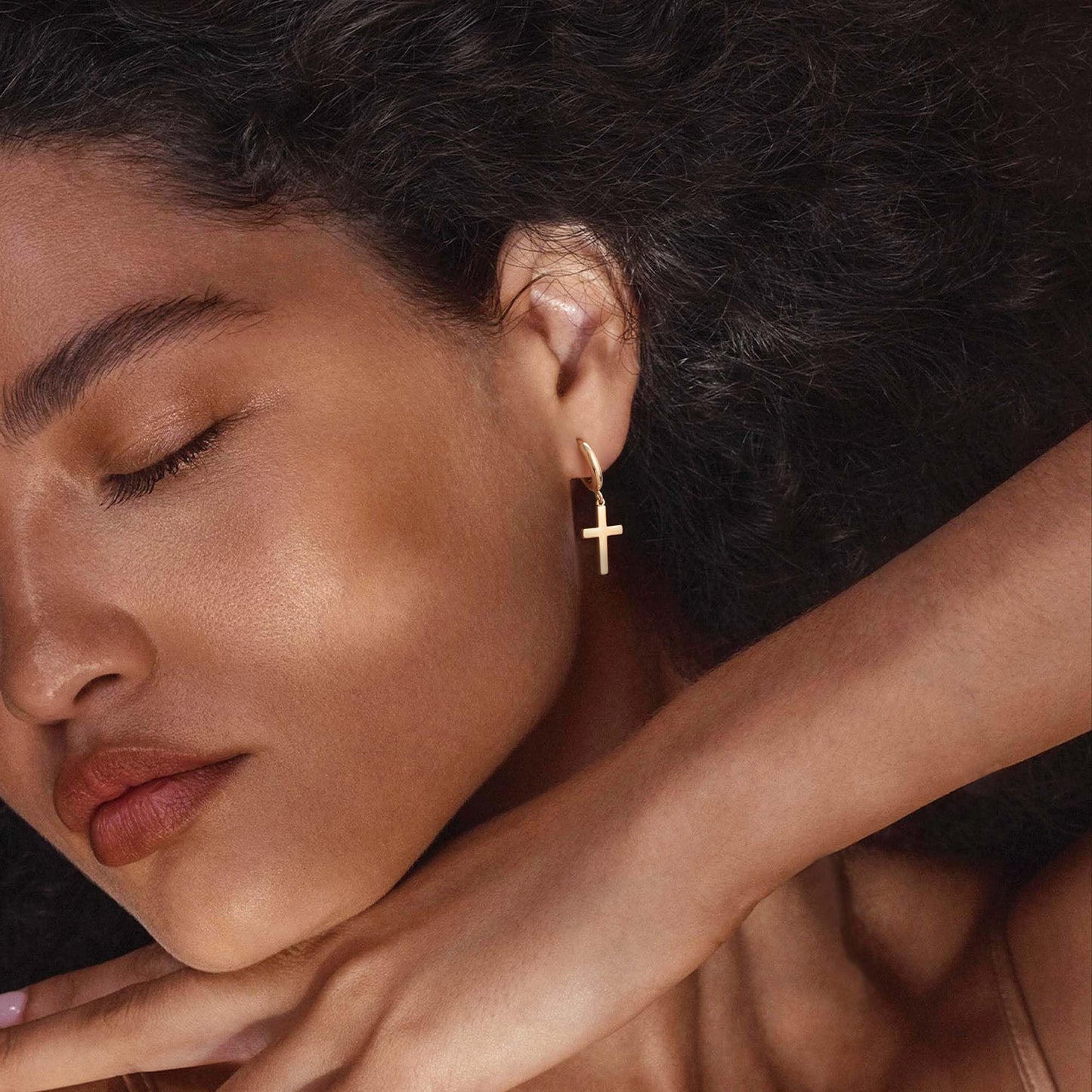Gold Dangle Drop Hoop Earrings for Women Men Gold Plated Dainty Earrings Hypoallergenic Star Cross Huggie Hoops Jewelry for Everyday Wear