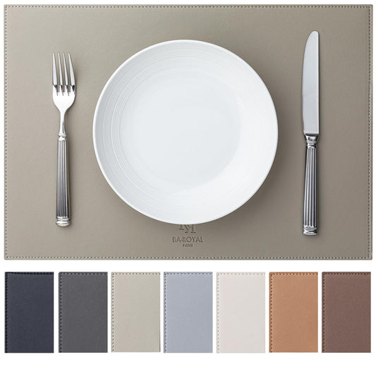 Baroyal Faux Leather Placemats Set of 6 Vinyl Washable Wipeable Table Mats for Kitchen Dining Table Heat Resistant Waterproof Indoor/Outdoor Placemats Non-Slip Easy Clean Place Mats-Almond Birch