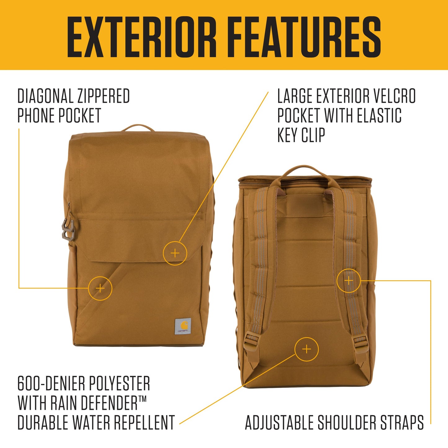 Carhartt 21L Top-Load Backpack, Durable Water Resistant Coated Canvas Base W/ 17" Laptop Sleeve, Black