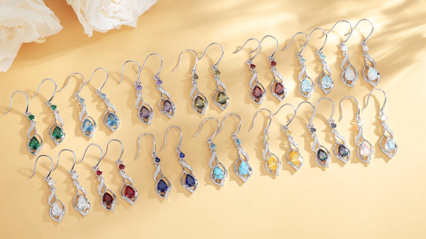 FANCIME Gift for Women September Birthstone Dangle Earrings for Women Teardrop Sapphire Earrings S925 Sterling Silver infinity Love Birthday Gifts for Mom Women