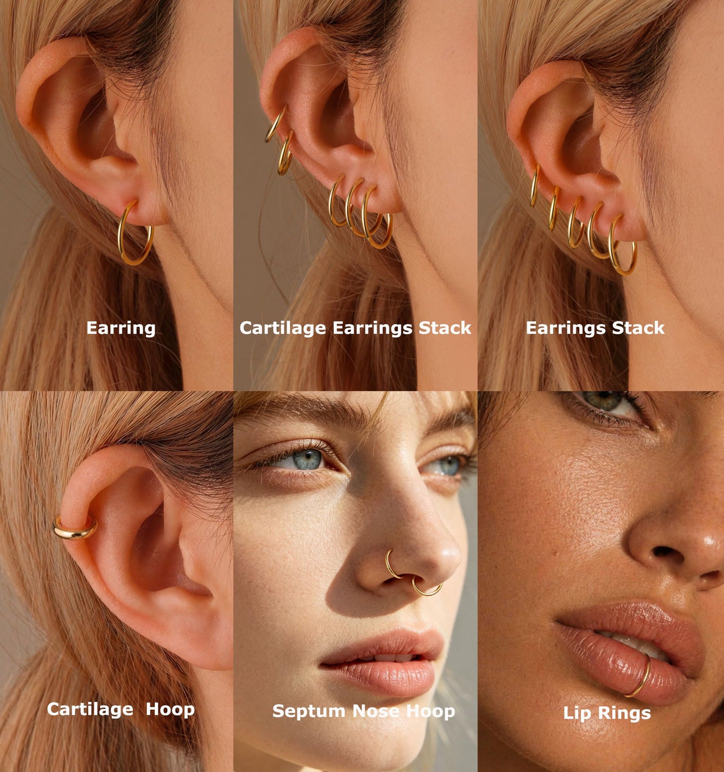 PLOMFOV Clip On Hoop Earrings for Women Small 14K Gold Plated Clip On Earrings Women Fake Hoop Earrings Non Pierced Earrings 14mm-18mm