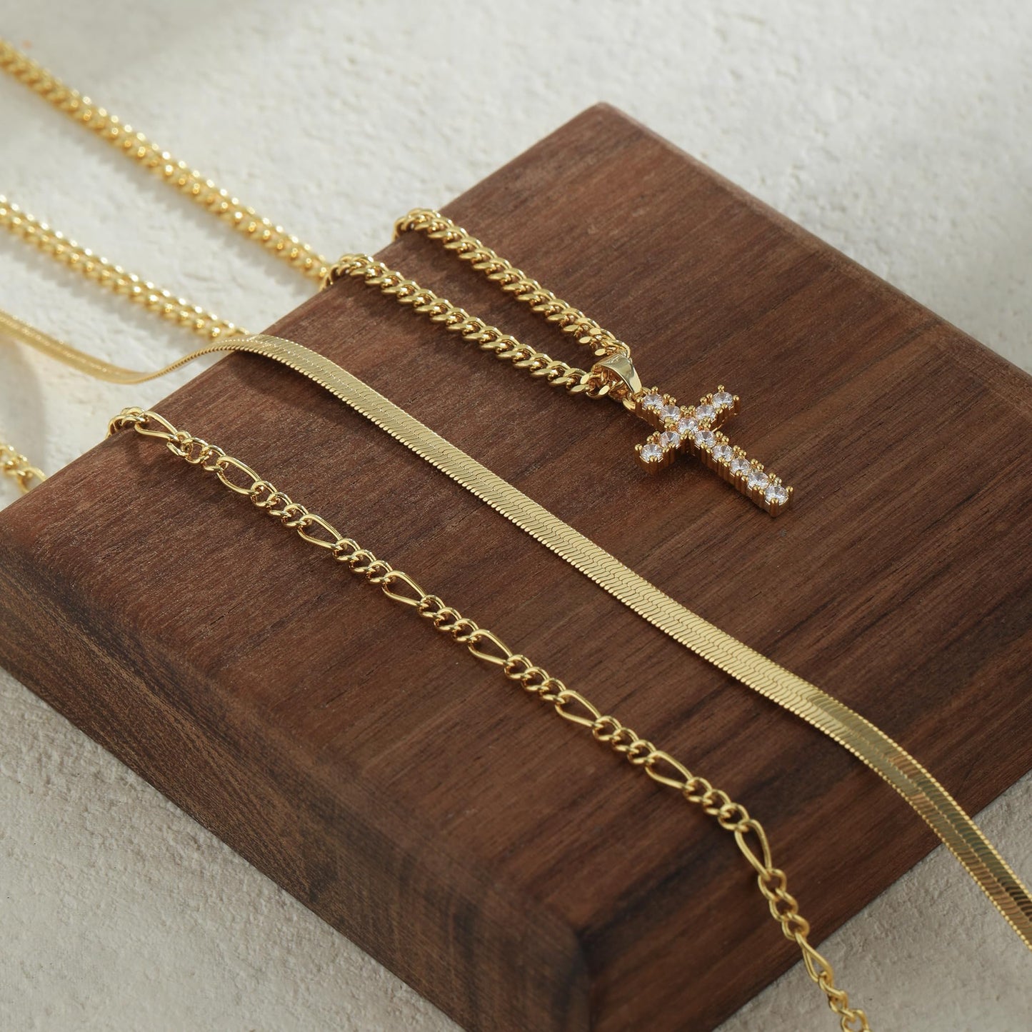 Kyerlyn Cross Necklace for Women,Stackable Stacked Stacking Layering Layered Necklaces Set Dainty 14 K Gold Silver Paperclip Chain Pendant CZ Simple Jewelry Gift