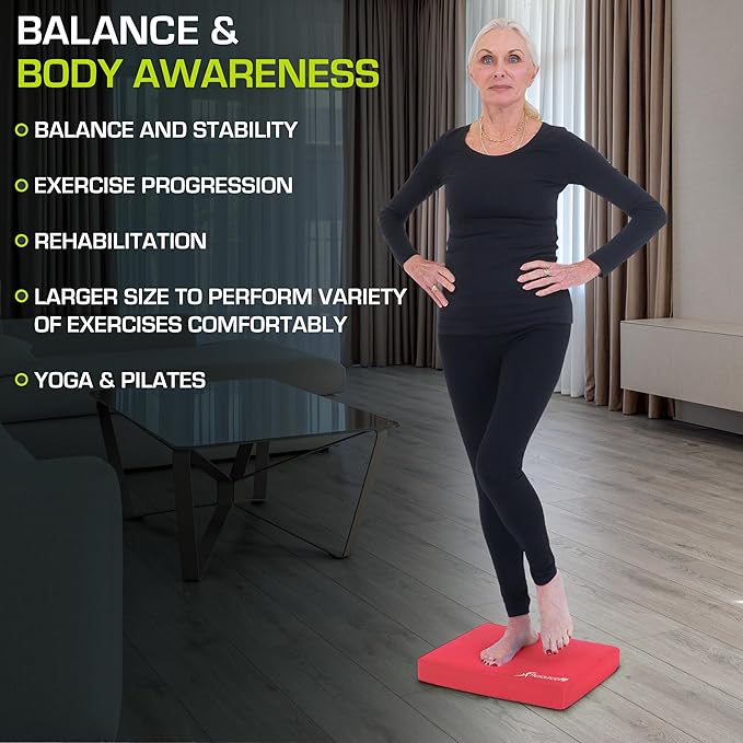 ProsourceFit Exercise Balance Pad ??Non-Slip Cushioned Foam Mat & Knee Pad for Fitness and Stability Training, Yoga, Physical Therapy