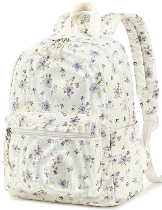 BTOOP Mini Backpack Women Girls Water-resistant Small Backpack Purse Shoulder Bag for Womens Adult Kids School Travel (Purple Floral201)