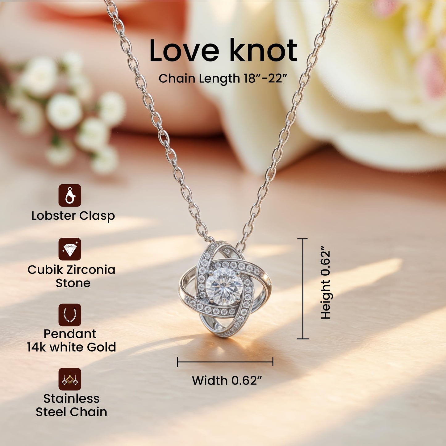 75th Birthday Gifts for Women, Elegant Love Knot Necklace with Message Card, Jewelry Gift for Grandma, Mom, or Wife, Milestone Birthday Keepsake