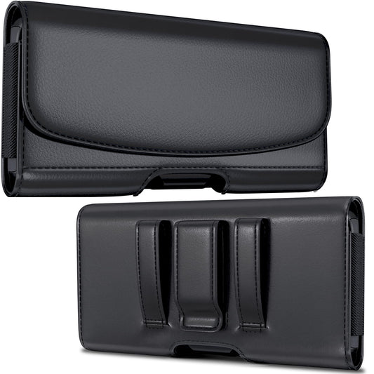 Meilib Cell Phone Belt Holder with Clip, Holster for Men, Premium Cellphone Pouch Case for iPhone 17, 16e, 16, 15, 14, 13, 12, 11 & Pro Models, (Fits with Otterbox Commuter Case on), Black